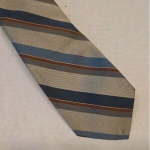 Vtg Robert Talbott "Best of class" Silver Grey Blue Stripe Silk Necktie